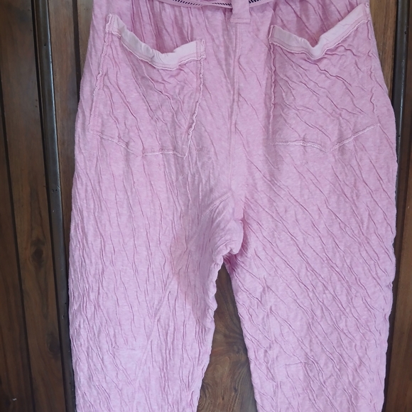 Free People Light Pink Textured Drawstring Capris - Picture 6 of 7